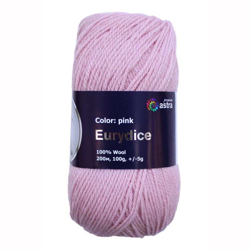 Пряжа "Эвридика" - 100% шерсть - 100гр. / 200м розовый