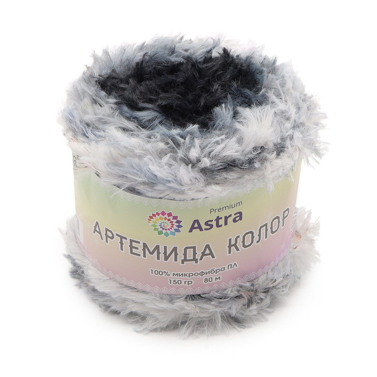 Пряжа Astra Premium 'Артемида Колор' 150гр 80м (100% микрофибра ПЛ) 03 серо-голубой секционный