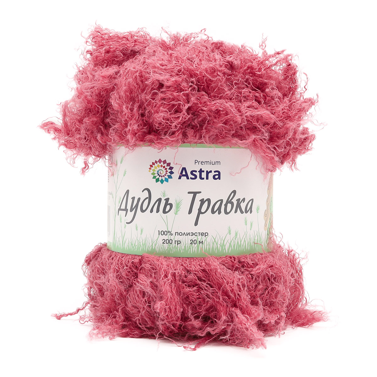 Пряжа Astra Premium 'Дудль Травка' 200гр 20м (100% полиэстер) 01 темно-коралловый