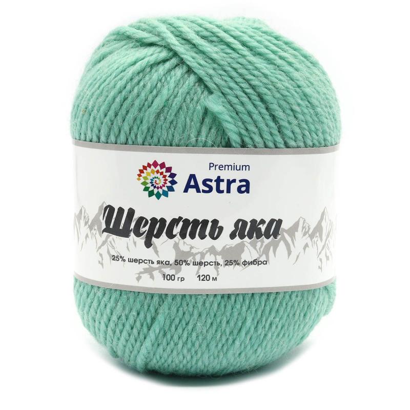 Пряжа "Шерсть яка" - 25% шерсть яка, 50% шерсть, 25% фибра - 100гр. / 120м (+/-5%) мятный