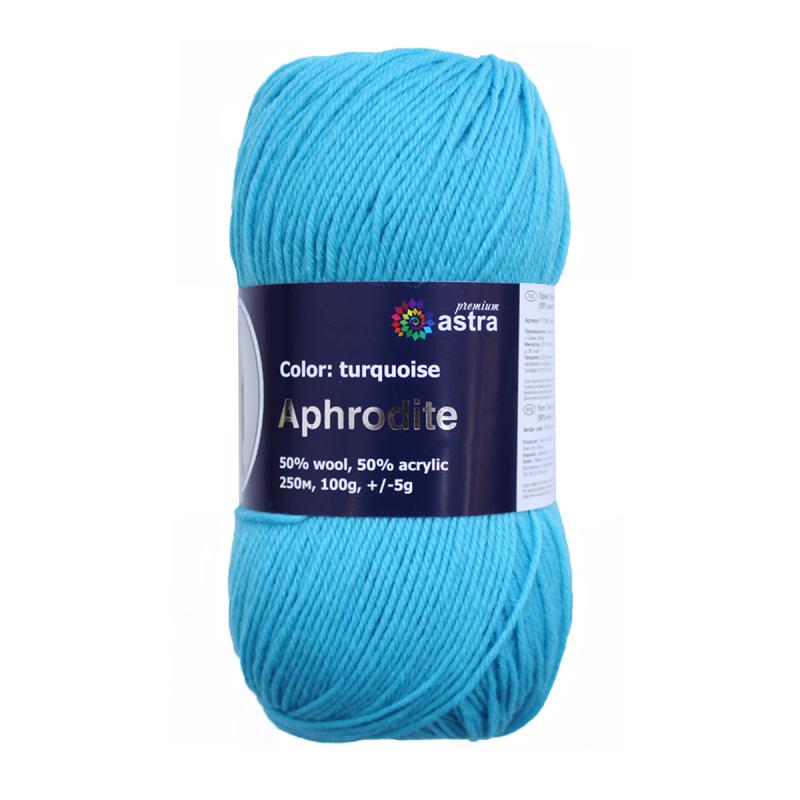 Пряжа "Афродита" - 50% шерсть, 50% акрил - 100гр. / 250м бирюза
