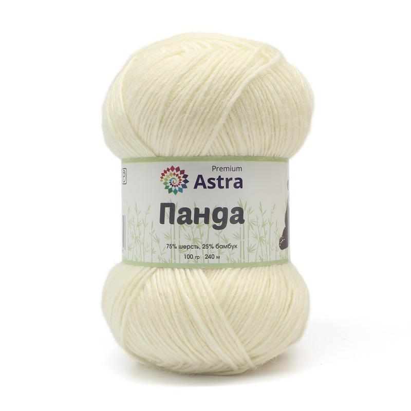 Пряжа "Панда" (Panda) - 75% шерсть, 25% бамбук - 100гр. / 240м белый