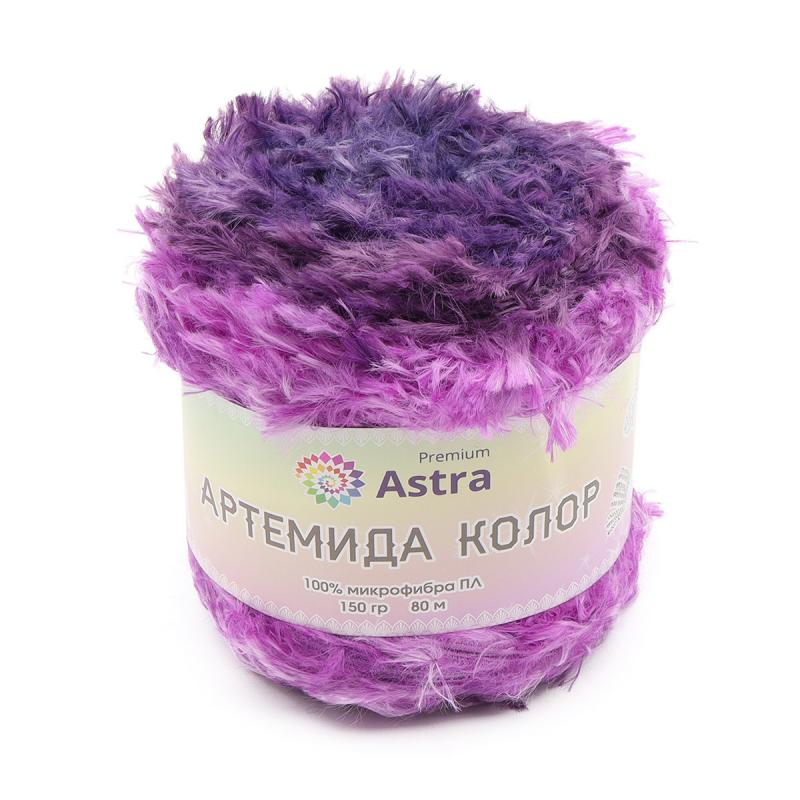 Пряжа Astra Premium 'Артемида Колор' 150гр 80м (100% микрофибра ПЛ) 01 фиолетовый секционный