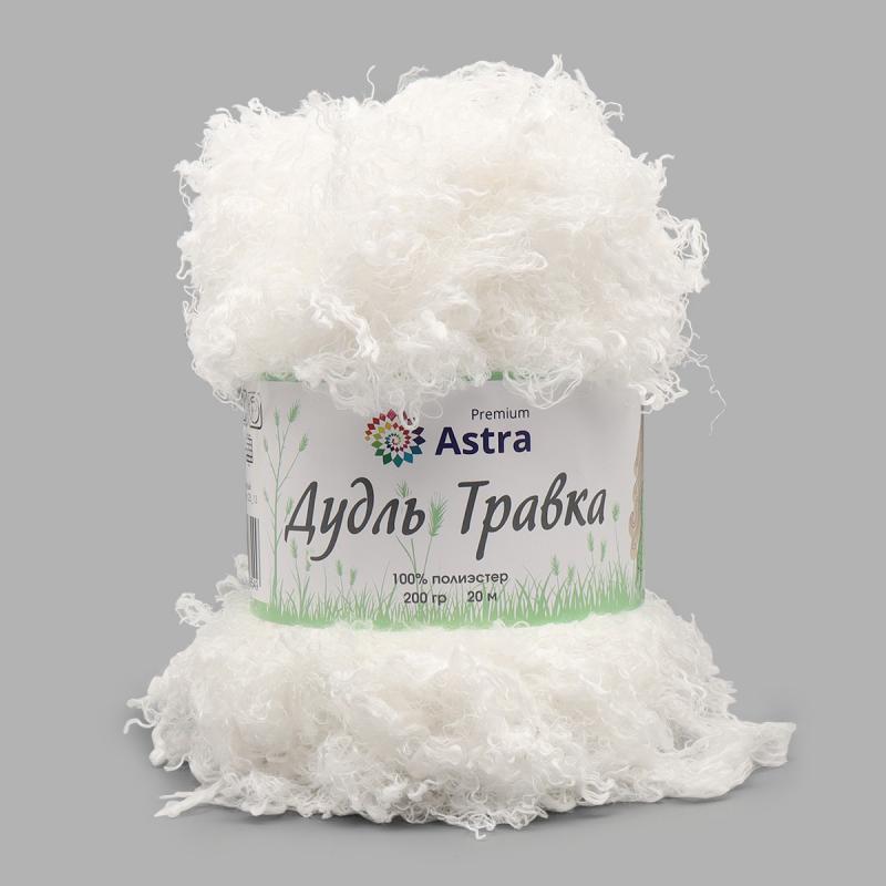 Пряжа Astra Premium 'Дудль Травка' 200гр 20м (100% полиэстер) 04 белый