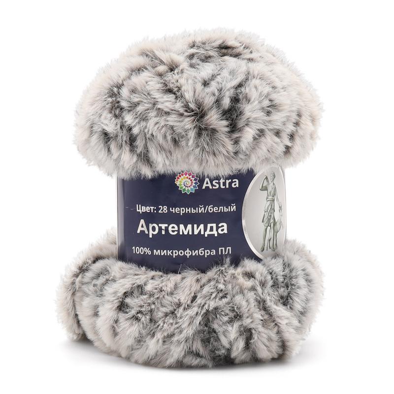 Пряжа "Артемида" - 100% микрофибра ПЛ - 100гр. / 60м черный/белый