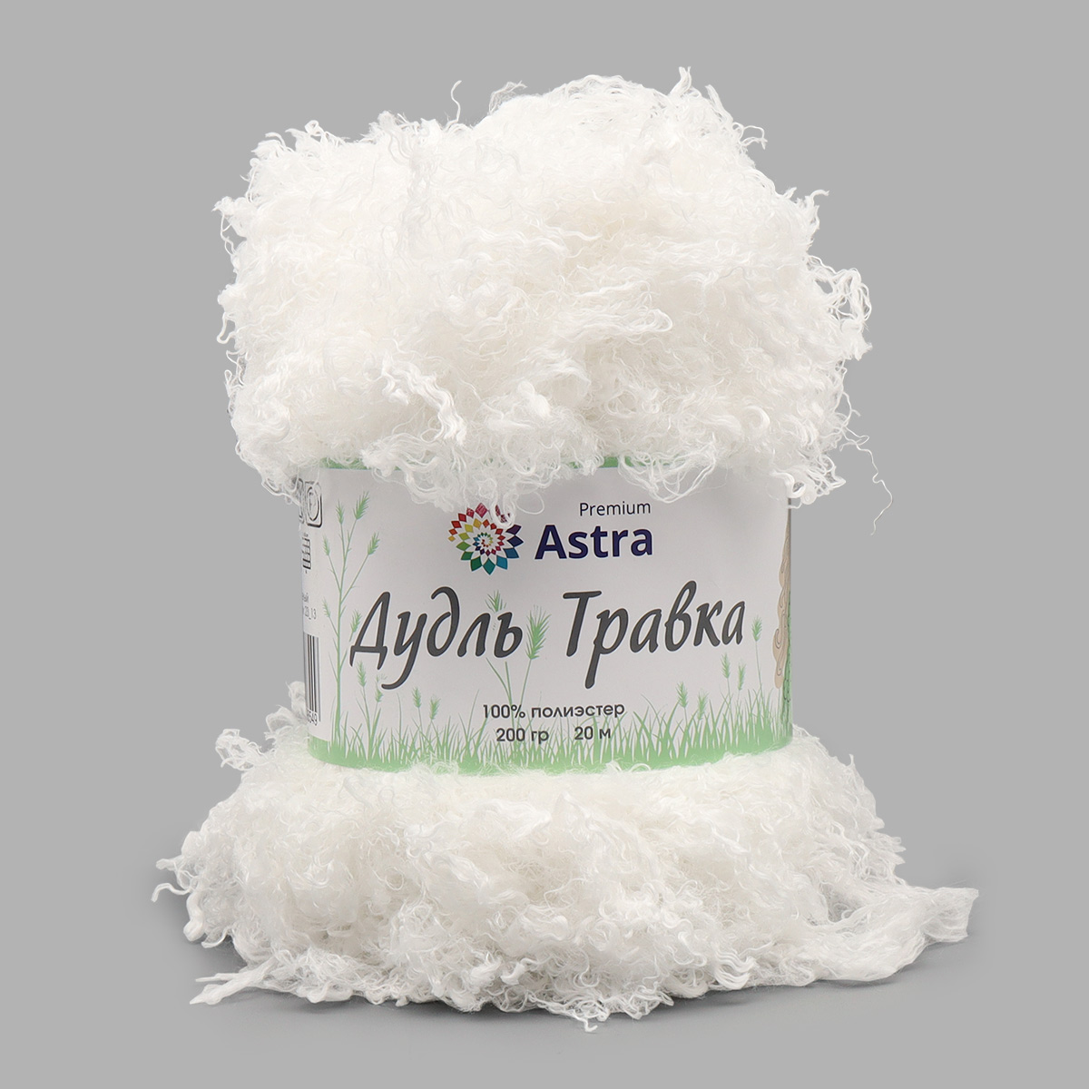 Пряжа Astra Premium 'Дудль Травка' 200гр 20м (100% полиэстер) 04 белый