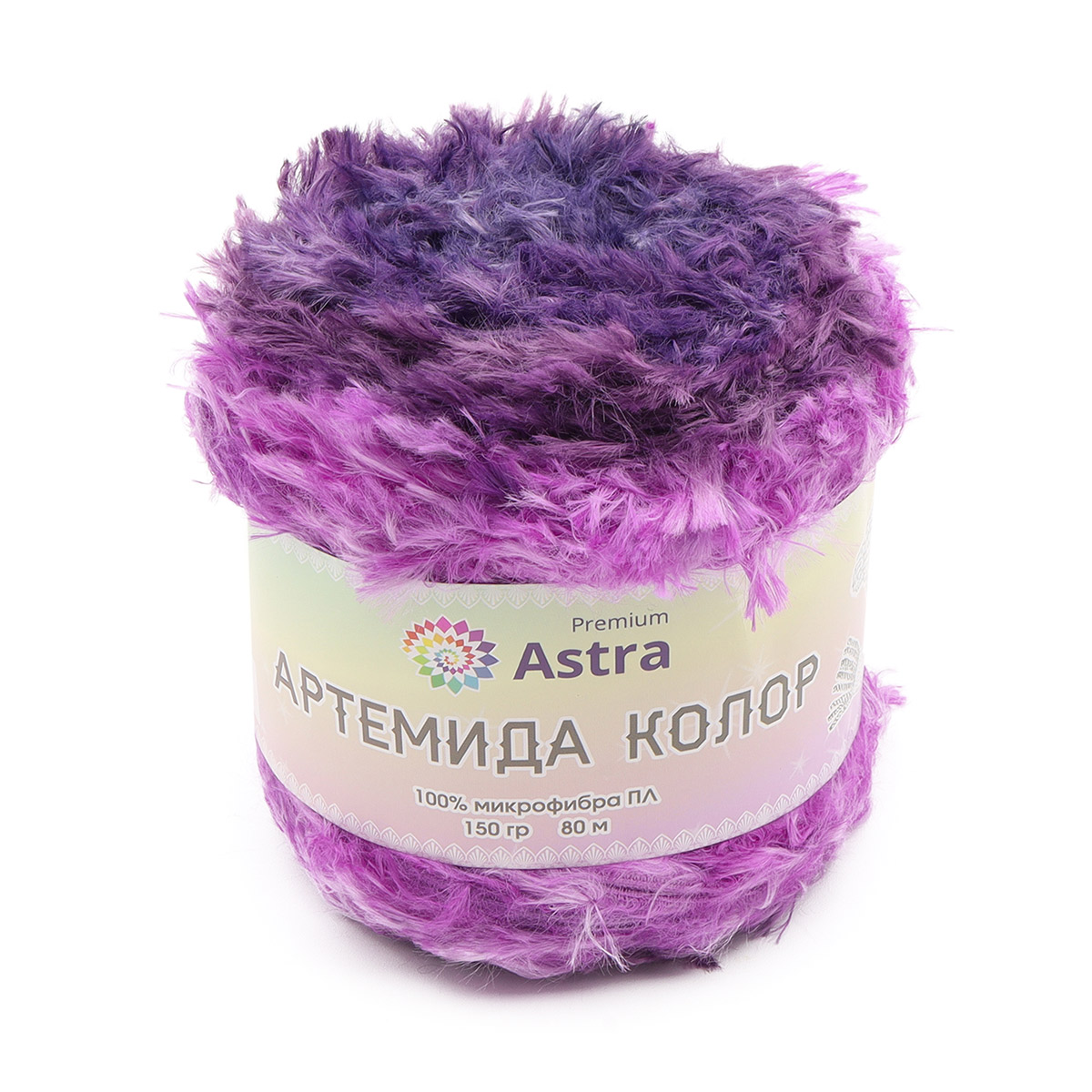 Пряжа Astra Premium 'Артемида Колор' 150гр 80м (100% микрофибра ПЛ) 01 фиолетовый секционный