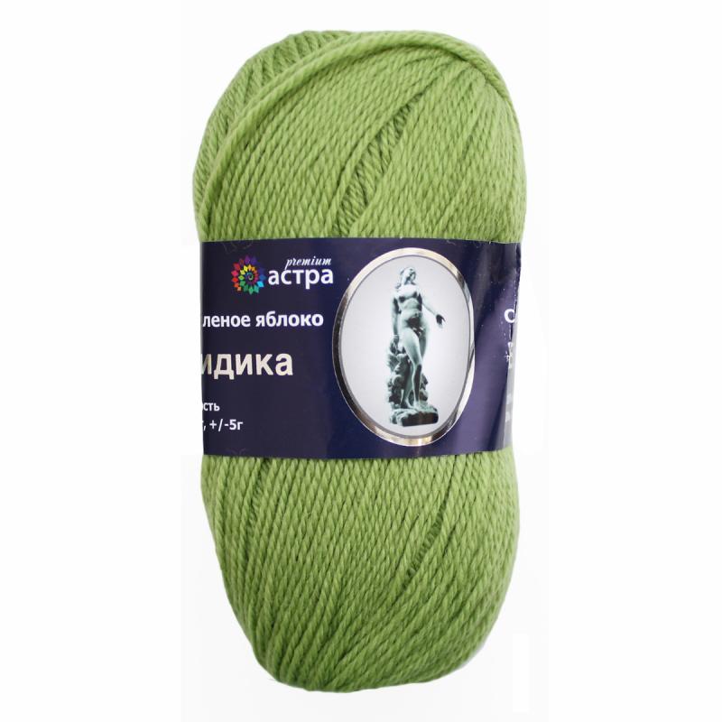 Пряжа "Эвридика" - 100% шерсть - 100гр. / 200м зеленое яблоко