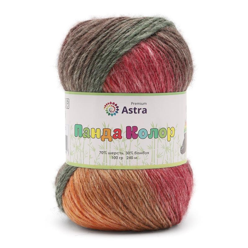 Пряжа Astra Premium 'Панда Колор' (Panda Color) 100гр 240м (70% шерсть, 30% бамбук) 06 секционный