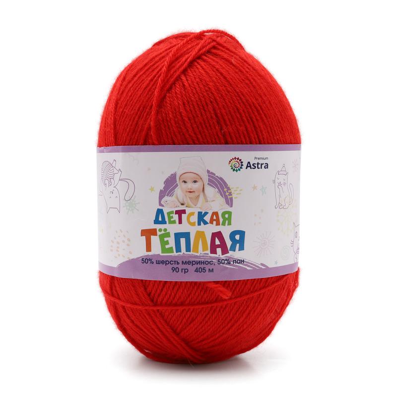 Пряжа "Детская теплая" - 50% шерсть - 50% пан - 90гр. / 405м - красный мак