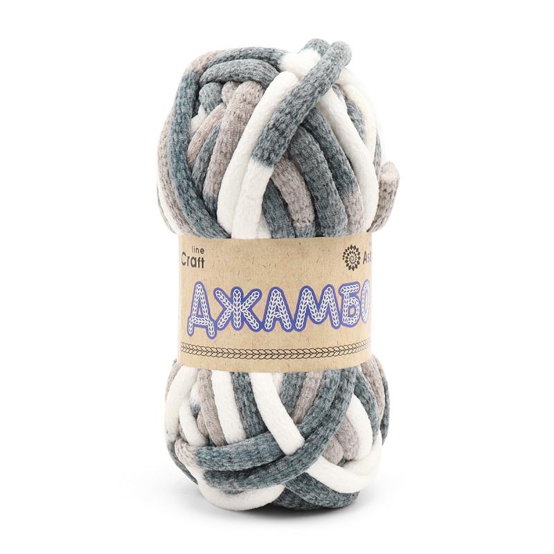 Пряжа Astra Premium 'Джамбо' (Jumbo) 150гр 13м (100% полиэстер) 07 белый/серый