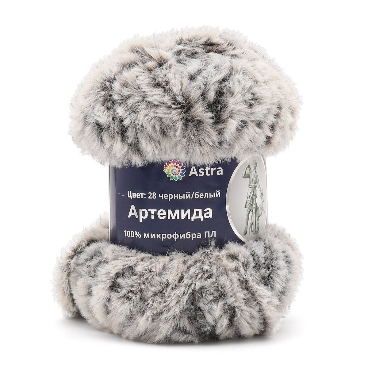 Пряжа "Артемида" - 100% микрофибра ПЛ - 100гр. / 60м черный/белый